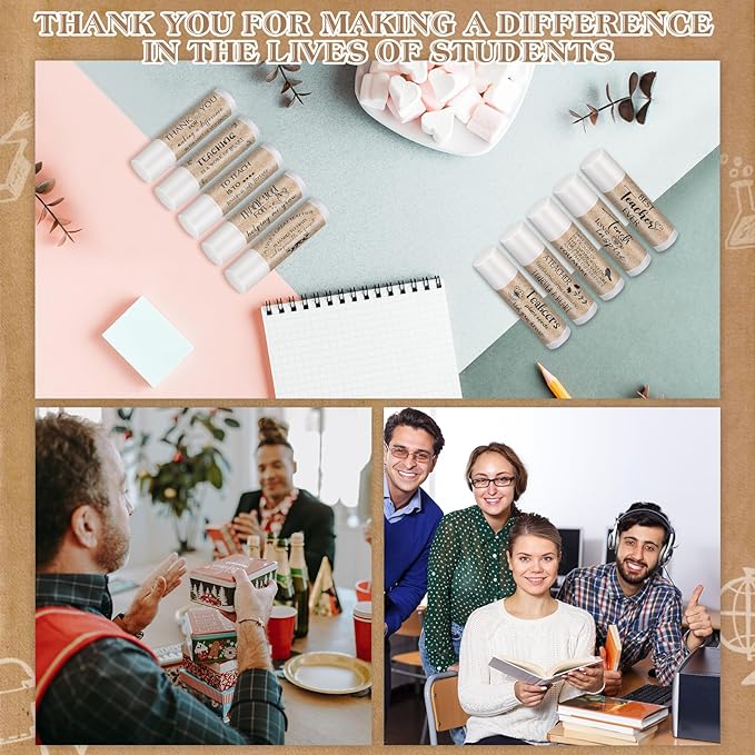 30 Pcs Back to School Teacher Gifts Bulk Lip Balm Favors Thank You Gifts for Teachers with Inspirational Quote Gifts Lip Balm Christmas Thanksgiving Gifts for Teachers Welcome Back to School-Velvo Beauty