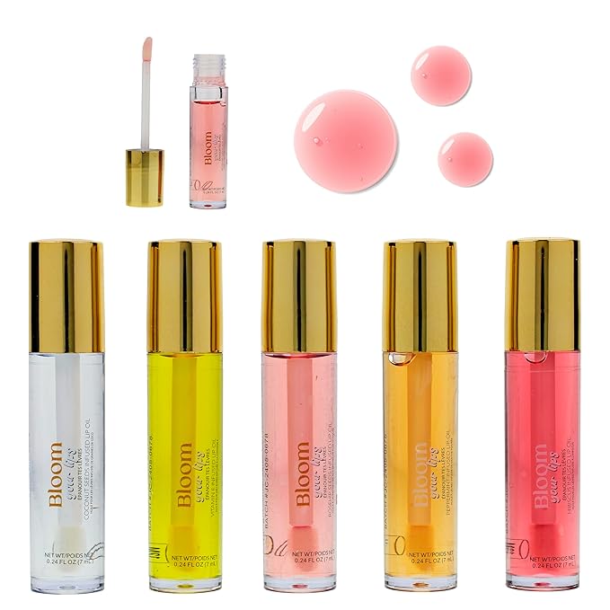 Expressions 5pc Lip Oil Set - Bloom Your Lips Style Essentials Lip Oils, Lip Healing Lip Oil Collection with Precision Applicator Wand | Moisturizing for Everyday Lip Care and Lip Repair (DAISY)-Velvo Beauty