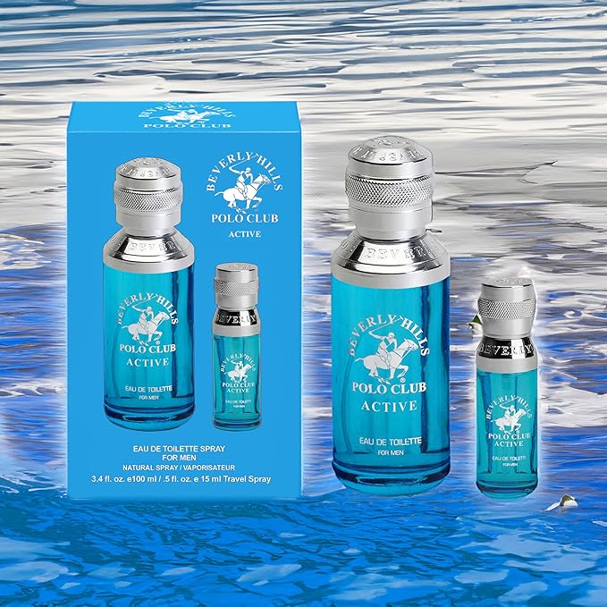 Beverly Hills Polo Club Cologne for Men Bonus Pack Designer Eau De Toilettes 3.4oz + 0.5oz 2 count (Active)-Velvo Beauty