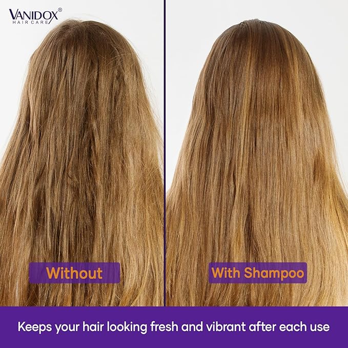 Sulfate Free Brass Toning Purple Shampoo and Conditioner Set for Blondes, Brown Highlighted, or Bleached Hair, Shampoo for Blondes Infused with Purple Rice Extract (16 fl oz each)-Velvo Beauty