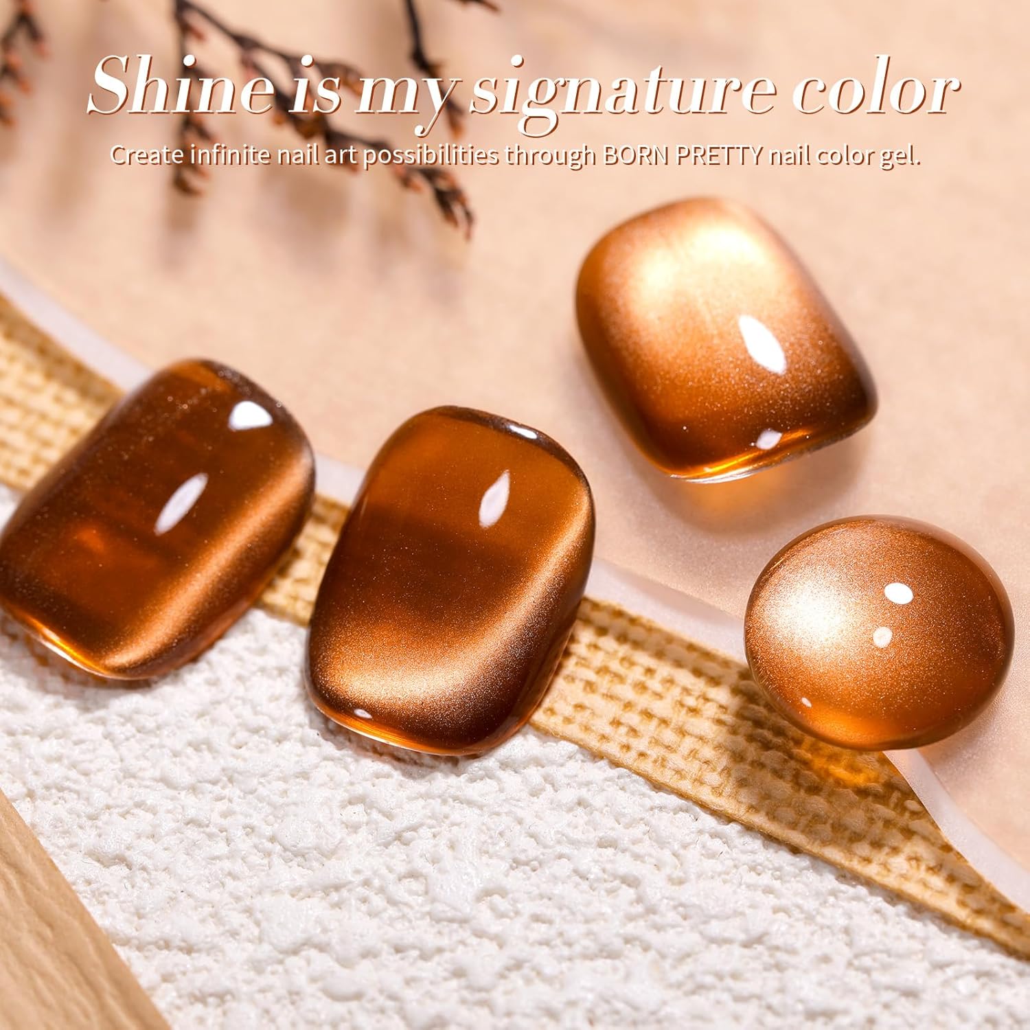 Born Pretty Cat Magnetic Eye Gel Nail Polish, Brown Moonlight Cat Magnetic Gel, Fall Winter Glitter Magnetic Soak Off U v Nail Gel Diy Art for Girls Women 15ML-Velvo Beauty