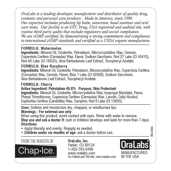 Chap-Ice | Blank Lip Balm Tubes - Filled With Various Flavors (Blue Raspberry)-Velvo Beauty