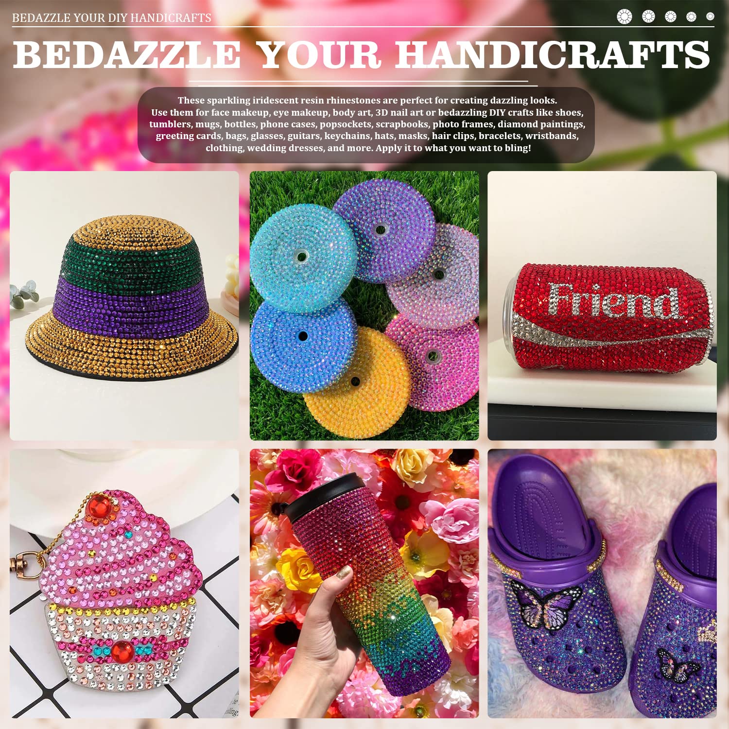 7000PCS Resin Rhinestones with Tweezers for Crafting, 2/3/4/5/6mm Flatback Jelly Rhinestones, 4 Box White AB Non Hotfix Crystal Gems for DIY Crafts Mugs Tumblers Clothes Makeup Nail-Velvo Beauty