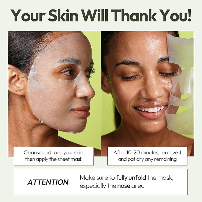 LAPCOS Aloe Sheet Mask, Daily Face Mask with Cucumber and Aloe Gel to Calm and Moisturize Skin, Korean Beauty Favorite, 5-Pack-Velvo Beauty