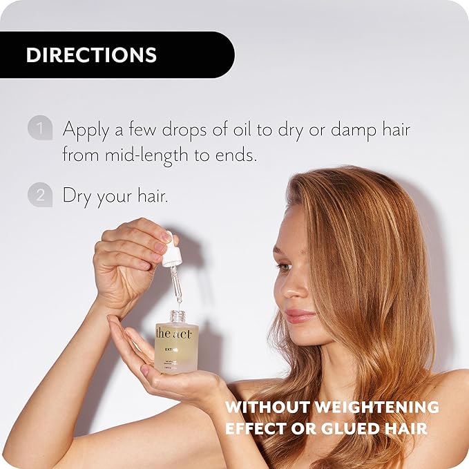 The Act Hair Oil for Dry & Frizzy Hair – Leave-In Lightweight Treatment with Argan, Coconut & Castor Oil – Non-Greasy Finish – 1.69 fl oz-Velvo Beauty