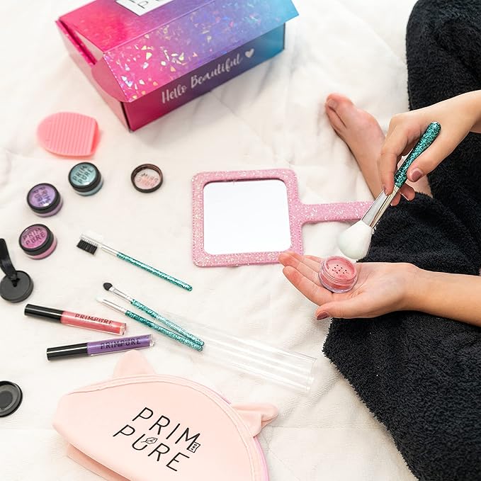 Prim and Pure Ultimate Mineral Kids Makeup Gift Set | Perfect for Play Dates & Birthday Parties | Kids Safe Eyeshadow Makeup – Mineral Blush | Organic & Natural Makeup Kit for Kids| Made in USA-Velvo Beauty