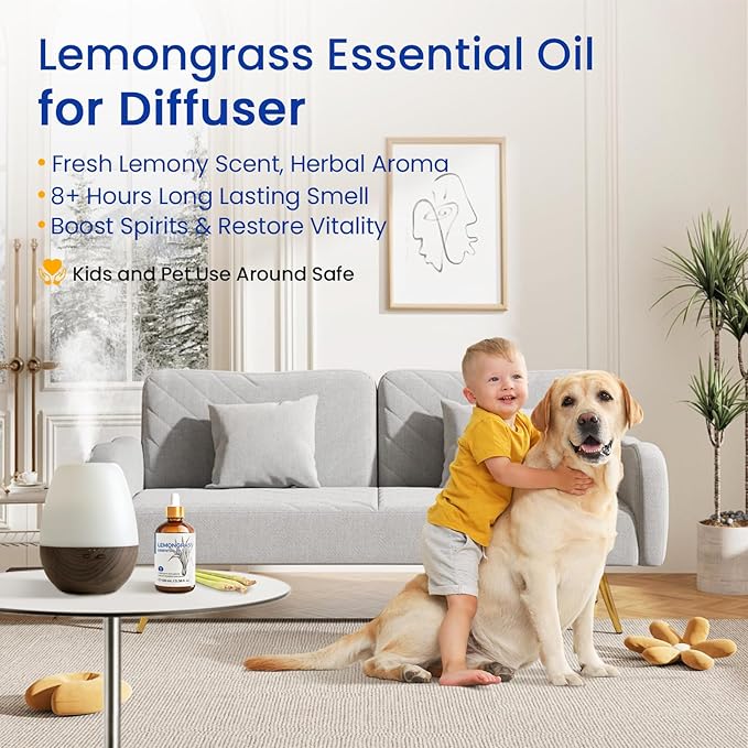 HIQILI Lemongrass Essential Oil, 100% Pure Natural Undiluted Premium Oils - 3.38 Fl. Oz-Velvo Beauty