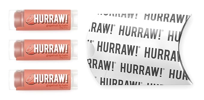 Hurraw! Grapefruit Lip Balm, 3 Pack: Organic, Certified Vegan, Cruelty and Gluten Free. Non-GMO, 100% Natural Ingredients. Bee, Shea, Soy and Palm Free. Made in USA-Velvo Beauty