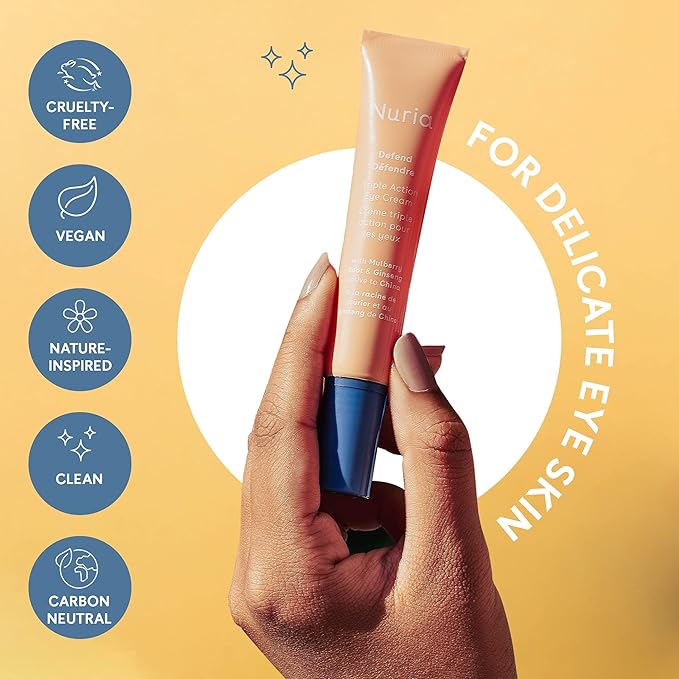 Nuria - Defend Triple Action Eye Cream for Dark Circles, Puffiness and Fine Lines, Nourishing Under Eye Cream with Ginseng and Mulberry Root, 15mL/0.5 fl oz-Velvo Beauty