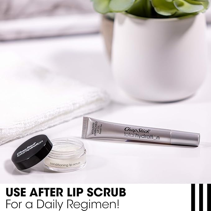 Chapstick Total Hydration VitaminEnriched Lip Oil Lip Care Oz, Non-Tinted, Peach Tea, 0.23 Ounce-Velvo Beauty