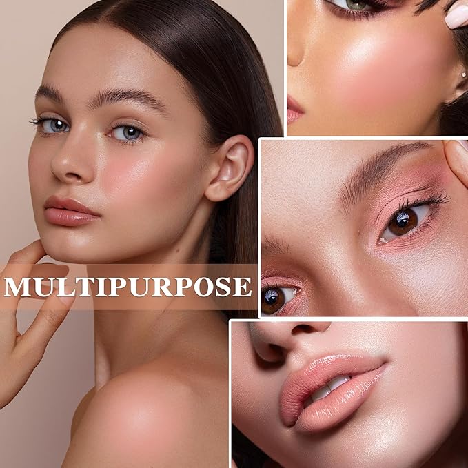 Cream Blush Stick with Brush and Makeup Sponge,Waterproof Multi Cream Makeup Stick,Lightweight,Long-lasting,2 in 1 Multi Blush for Cheeks & Lip Tint & Eyeshadow H-Velvo Beauty