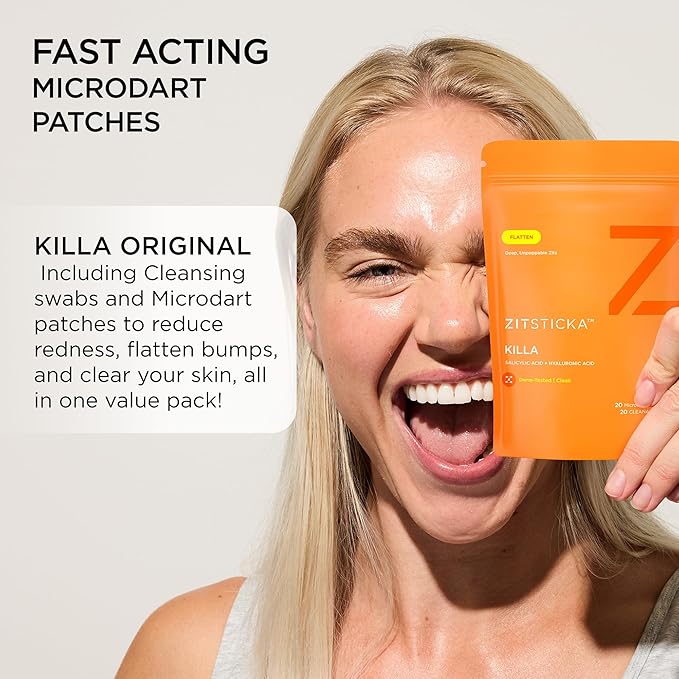 ZitSticka Killa Acne Patches for Face - World's Most Potent Pimple Patch with Fast-Acting Microdarts - Starts Working within 2 Hours for Deep, Early-Stage Zits - 20 Count-Velvo Beauty