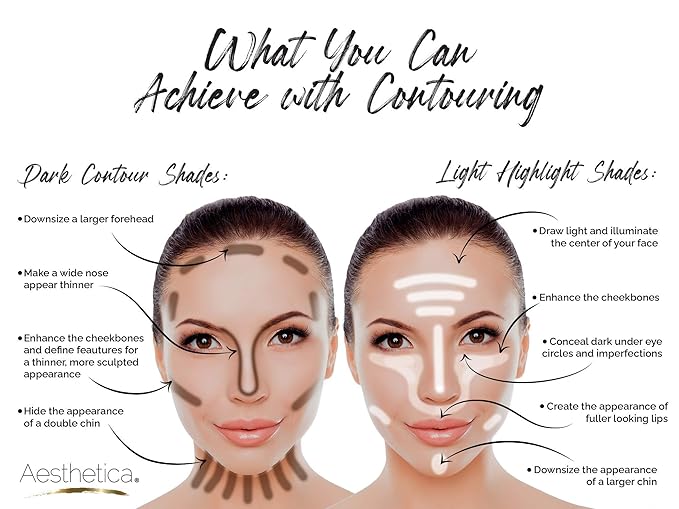 Aesthetica Cosmetics Contour and Highlighting Powder Foundation Palette/Contouring Makeup Kit; Easy-to-Follow, Step-by-Step Instructions Included-Velvo Beauty