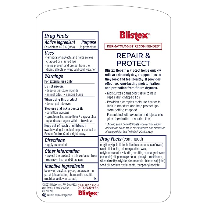 Blistex Repair & Protect Lip Balm, Lip Treatment, Severe Chapped Lip Prevention-Velvo Beauty