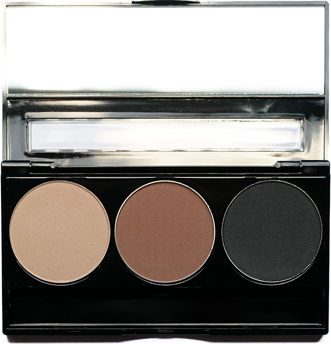 Matte Black, Medium Brown and Off White Vegan Eyeshadow Trio Palette; Talc, Paraben & Cruelty Free-Velvo Beauty