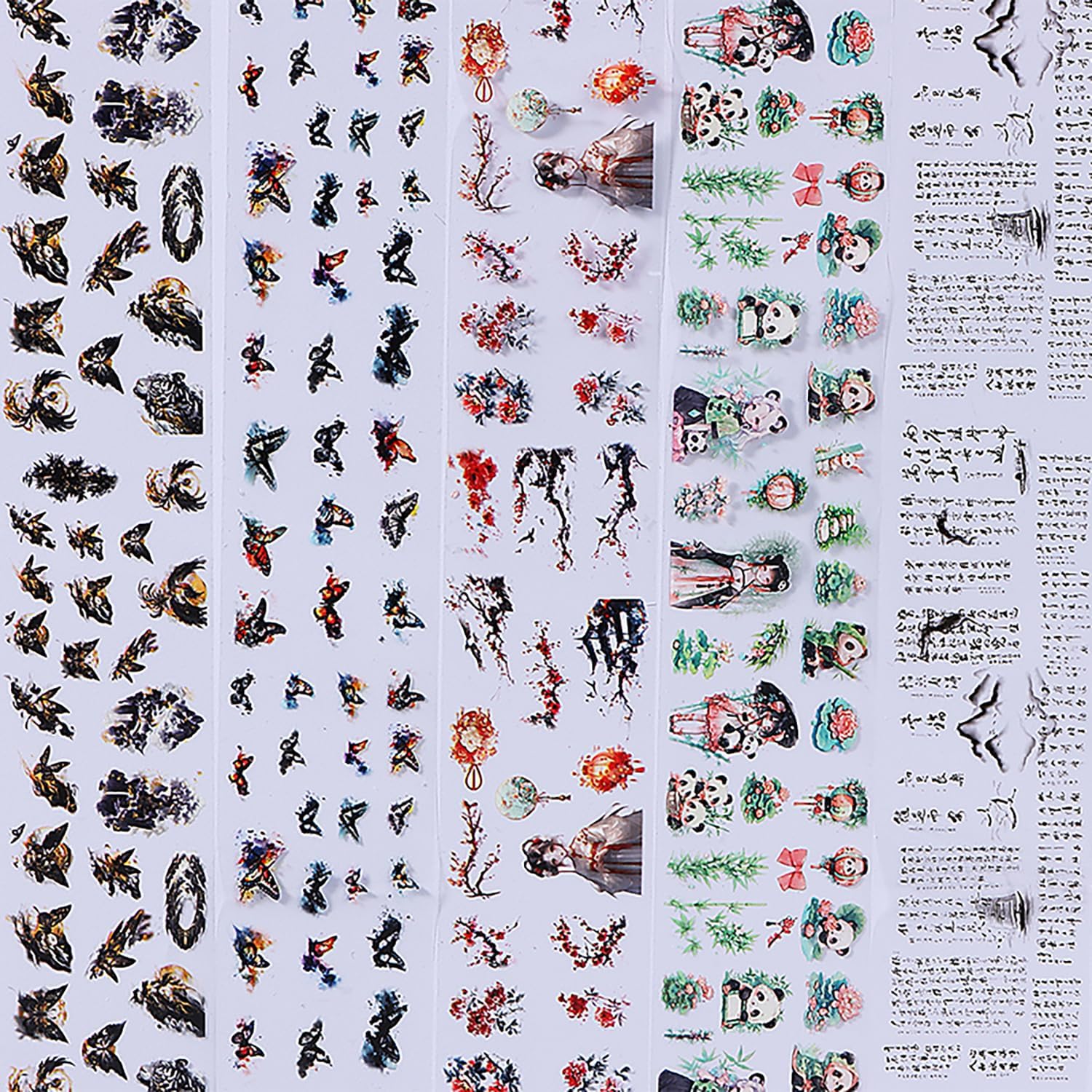 10 Rolls Nail Foils Transfer Nail Art, Chinese Style Nail Foil Transfer Stickers Self Adhesive Nail Art Supplies Decals Cute Panda Manicure Accessories Fall Winter Nail Decorations for Women-Velvo Beauty