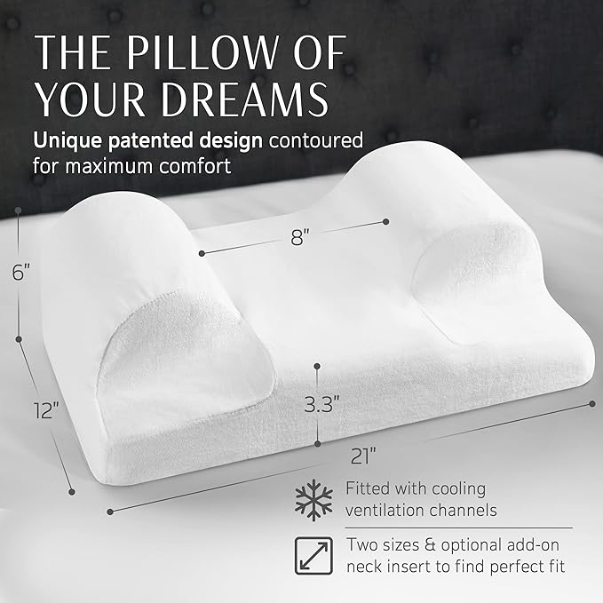 YourFacePillow- Back Sleeper Beauty Pillow, Cervical Neck Pillow, Patented Contour Memory Foam Pillow, Ergonomic Neck, Back and Shoulder Support. Back Sleeping Reduces Pressure on Skin - Large-Velvo Beauty