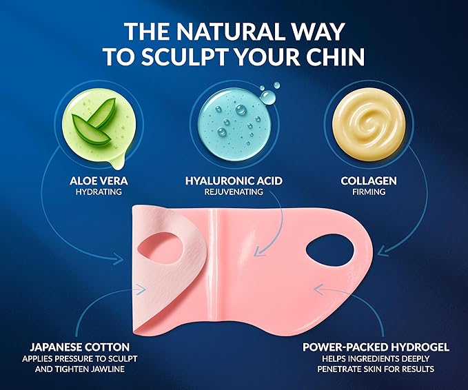 Stylia V Line Lifting Collagen Face Mask - Double Chin Strap for Women - Jawline Shaper Face Lift Tape - Neck Lift Collagen Mask - Chin Strap for Sleeping - Hyaluronic Acid, Aloe Vera, Cica 20PC-Velvo Beauty