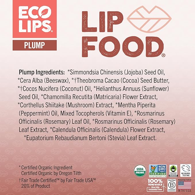Eco Lips Lip Food - Organic Lip Balm (Plump)-Velvo Beauty