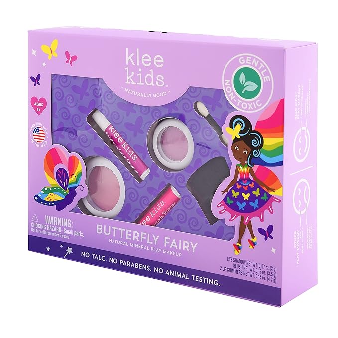 Klee Naturals Luna Star Naturals Klee Kids 4 PC Makeup Up Kits with Compacts (Butterfly Fairy)-Velvo Beauty