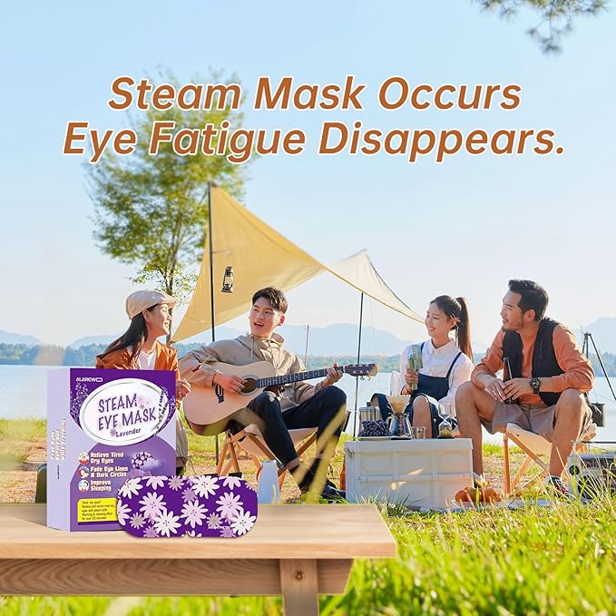 Steam Eye Mask Self Heating Moist Eye Compress Disposable SPA Warm Eye Mask 10 Packs for Dry Eyes, Eye Fatigue, Stress Relief, Soothing Headache Travel Trouble Sleeping(Lavender)-Velvo Beauty
