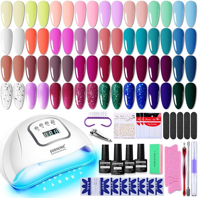JODSONE Gel Nail Polish Kit with U V Light 32 Colors Gel Polish Set Soak Off Nail Kit Nail Art Salon or Home DIY Manicure Tools Gifts for Women-Velvo Beauty