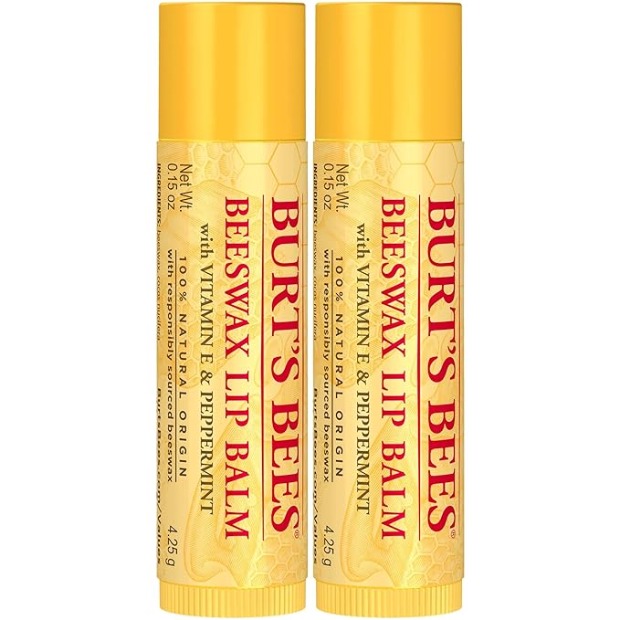 Burt's Bees Lip Balm - Original Beeswax, Lip Moisturizer With Responsibly Sourced Beeswax, Tint-Free, Natural Origin Conditioning Lip Treatment, 2 Tubes, 0.15 oz.-Velvo Beauty