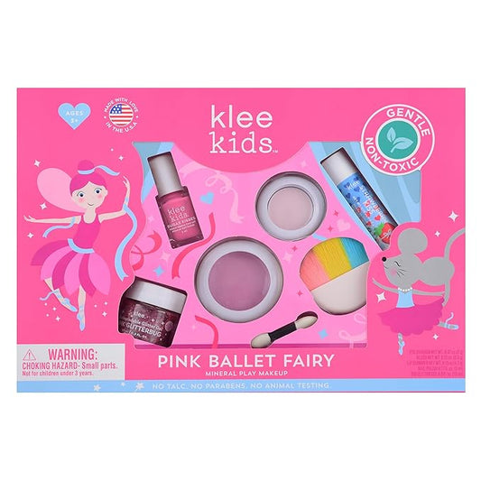 Luna Star Naturals Klee Kids Deluxe Play Makeup Kit. Gentle and Non-Toxic. Made in USA. (Pink Ballet Fairy)-Velvo Beauty