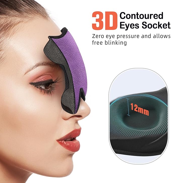 LitBear Sleep Mask for Side Sleeper Women Men, Eye Mask for Sleeping Light Blocking, 3D Contoured Cup Sleeping Mask, Soft Breathable Sleep Eye Mask with Adjustable Elastic Strap for Flight Nap-Velvo Beauty