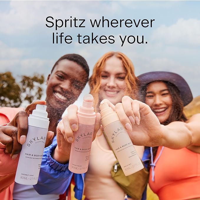 Skylar Coconut Cove Hair & Body Mist | Hypoallergenic & Clean Fragrance | Vegan, Cruelty Free, and Safe For Sensitive Skin | 80 ML, 2.7 Fl Oz-Velvo Beauty