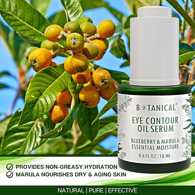 Botanical Eye Contour Oil Serum | Blueberry & Marula Oil | Organic, Pure, Natural Skincare (0.6 fl oz | 18 ml)-Velvo Beauty