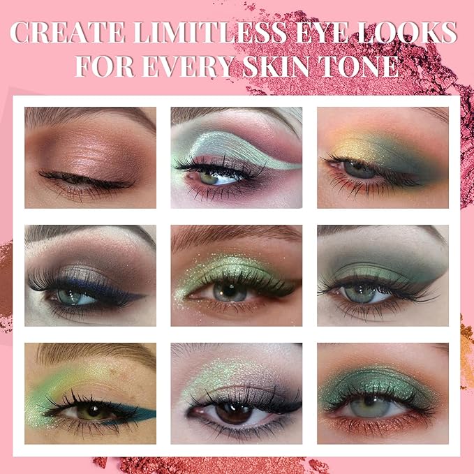 18 Colors Eyeshadow Palette With 7 pcs Soft Brushes Makeup Set High Pigmented Shimmer Matte Metallic Glitter Pink Nude Sage Green Eye Shadow Brush Make Up Kit for Women & Teen, Beginner & Pros-Velvo Beauty