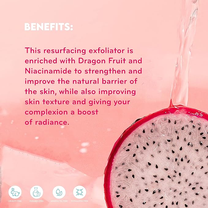 pürlisse Dragonfruit + Niacinamide Face Exfoliator Scrub - Exfoliating Face Wash for Radiance & Improved Texture - Strengthens Skin Barrier, Reduces Blemishes & Fights Signs of Aging (1.7 Fl oz)-Velvo Beauty