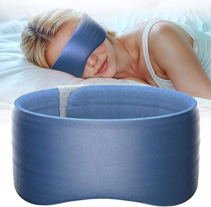 Sleep Mask, Eye Mask for Sleeping, Upgrade Ultra-Soft Blackout Eye Cover for Women Men, Wider Adjustable Strap for Side Sleeper, Travel, Nap, Yoga, Relief Eye, Blue-Velvo Beauty
