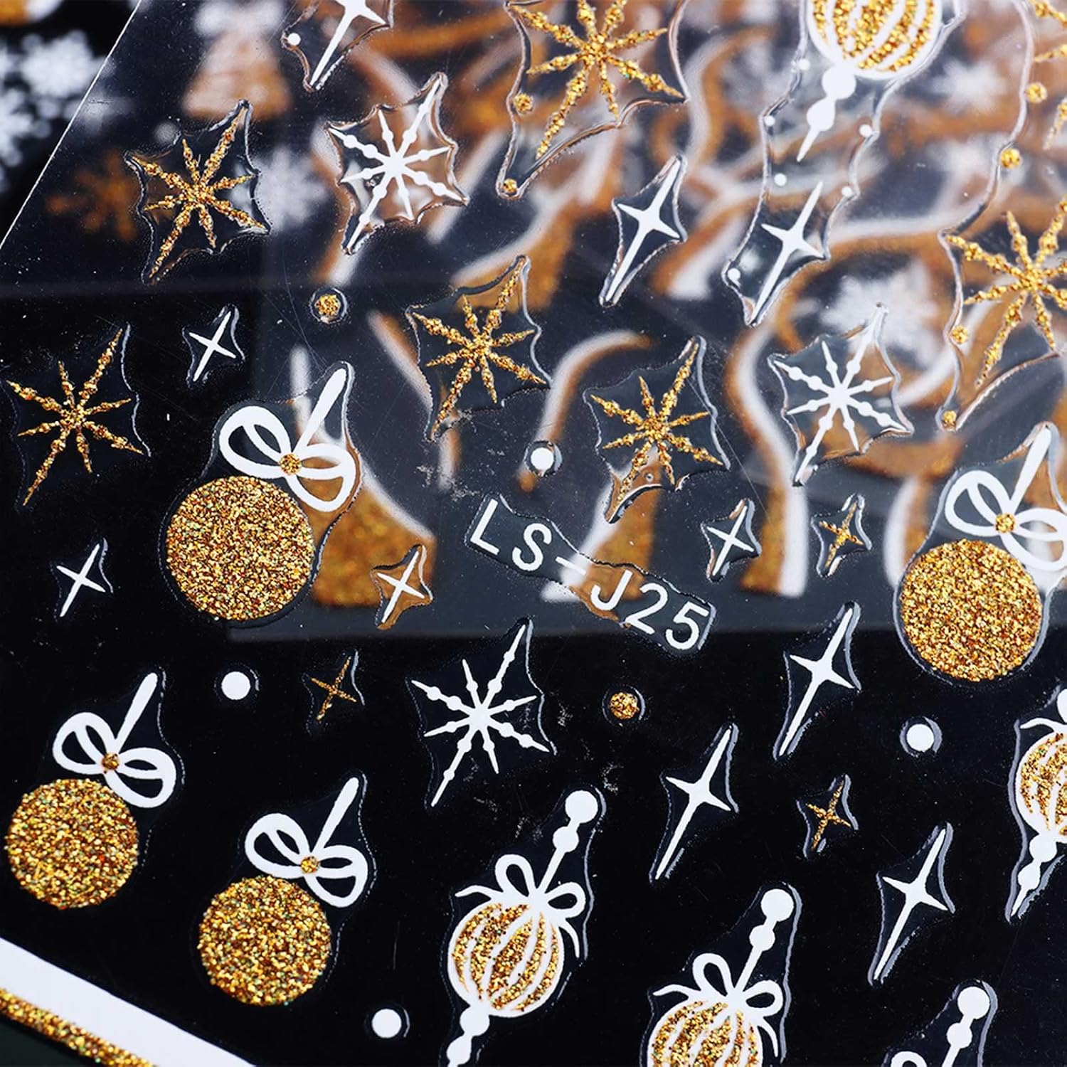 8 Sheets Glitter Christmas Nail Art Stickers Decals Self-Adhesive Holiday Gold Snowman Snowflake Winter Nail Supplies Nail Art Design Decoration Accessories-Velvo Beauty