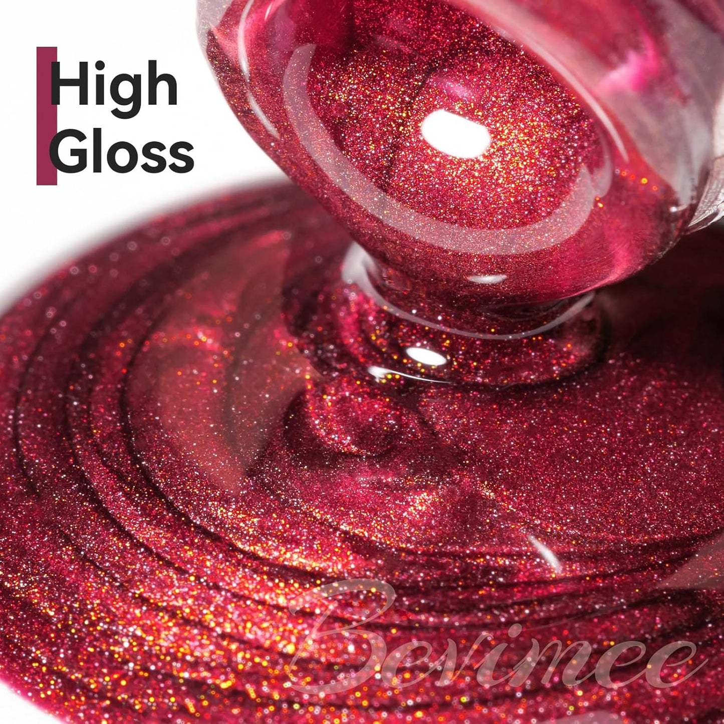 Cat Eye Gel Nail Polish Red Glass Jelly Magnetic Nail Polish Gel Shimmer Glitter Gloss Shine Holographic Wine Color Velvet For Nail Art Manicure DIY At Home 12ml-Velvo Beauty