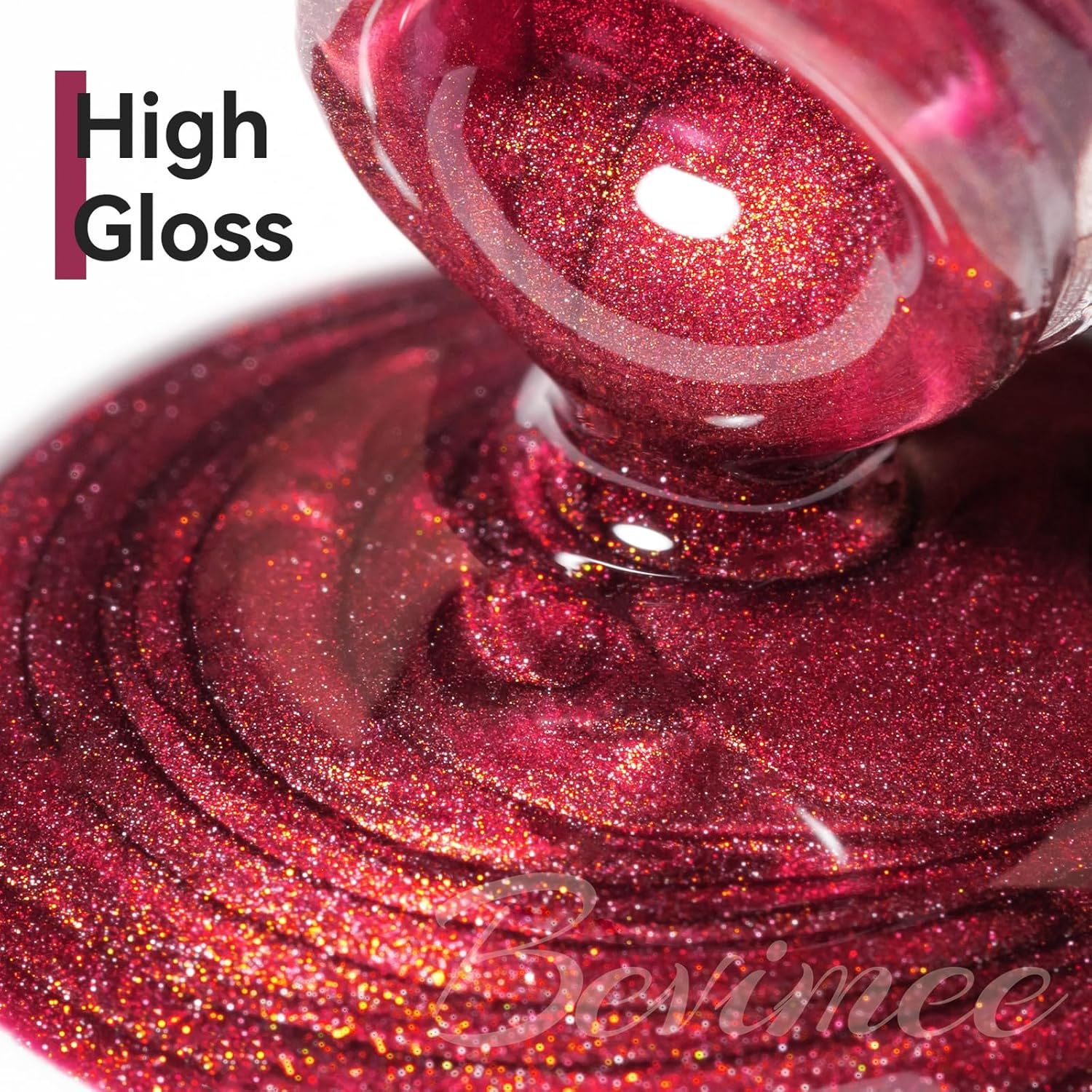 Cat Eye Gel Nail Polish Red Glass Jelly Magnetic Nail Polish Gel Shimmer Glitter Gloss Shine Holographic Wine Color Velvet For Nail Art Manicure DIY At Home 12ml-Velvo Beauty