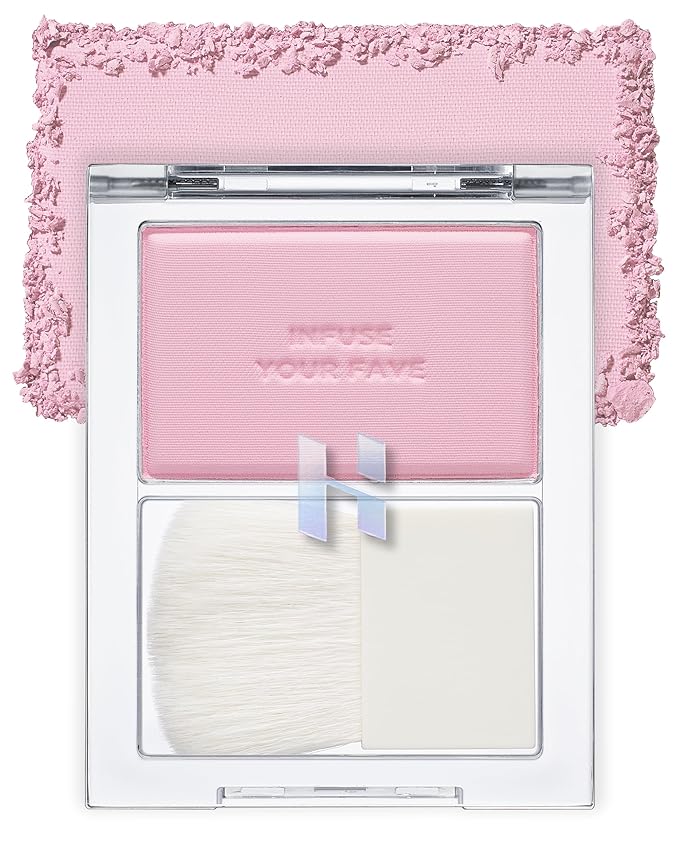 HOLIKA HOLIKA Infusing Blush with Brush - Lightweight, Smooth, Blendable Cheek Blusher, Sebum-Control, Natural Pore Coverage, Built-In Brush, Long-Lasting Pigment for Romantic Mood (03 SOAPY)-Velvo Beauty