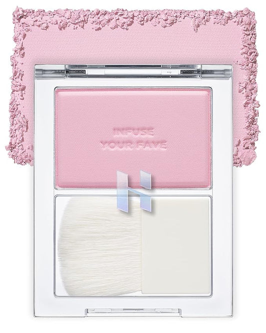 HOLIKA HOLIKA Infusing Blush with Brush - Lightweight, Smooth, Blendable Cheek Blusher, Sebum-Control, Natural Pore Coverage, Built-In Brush, Long-Lasting Pigment for Romantic Mood (03 SOAPY)-Velvo Beauty