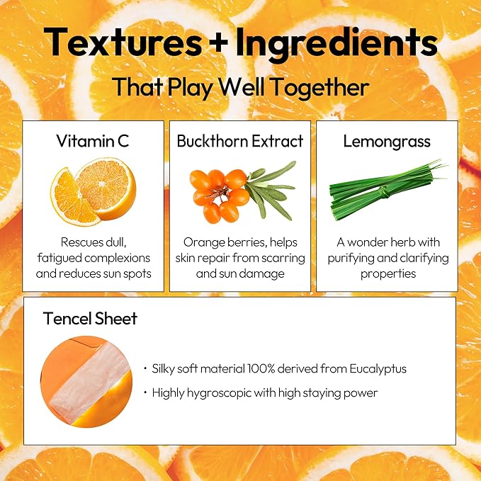 LAPCOS Vita C Sheet Mask, Daily Face Mask with Vitamin C to Renew Skin, Korean Beauty Favorite, 5-Pack-Velvo Beauty