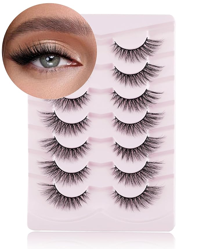 Onlyall Cat Eye Lashes Mink Lashes Fluffy Eyelashes Cat Eye False Lashes Fox Eye Lashes 7 Pairs F02-Velvo Beauty