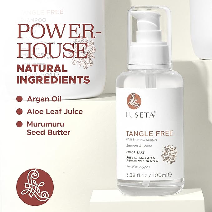 Luseta Tangle Free Routine Hair Serum Oil for Women and Men Detangling with Keratin and Argan Oil, Color Safe for Curly and Wavy Hair, Paraben & Gluten Free 3.38oz-Velvo Beauty