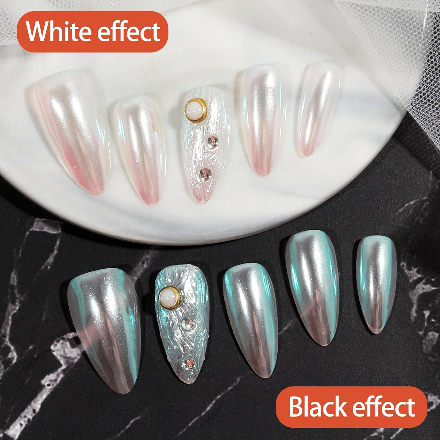 Artdone Aurora Chrome Nail Powder, Iridescent Unicorn Powder Metallic Mirror Effect Pigment Pearlescent Mermaid Pearl Glitter Dust Kit, Nail Art Decoration, Resin Craft-Velvo Beauty