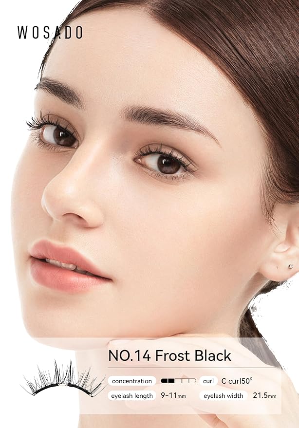 Soft Magnetic Eyelashes Kit with Applicator, No.14 Frost Black, Reusable Glue-free Wispy Magnetic Lashes, Cruelty-free False Lashes, Waterproof, Lightweight, Suit for Heavy Makeup-Velvo Beauty