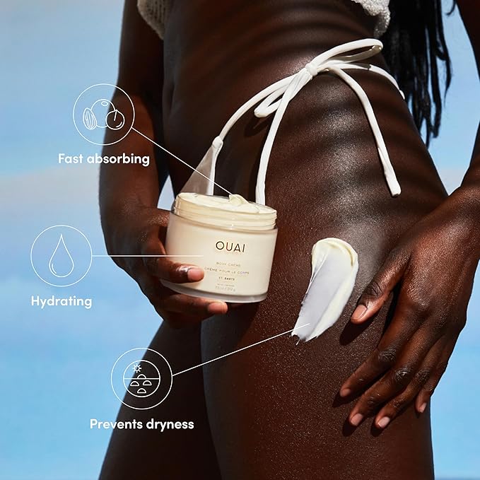 OUAI Body Cream, St. Barts - Hydrating Whipped Body Cream with Cupuaçu Butter, Coconut Oil and Squalane - Softens Skin and Delivers Healthy-Looking Glow - Sulfate-Free Skin Care (7.5 Oz)-Velvo Beauty