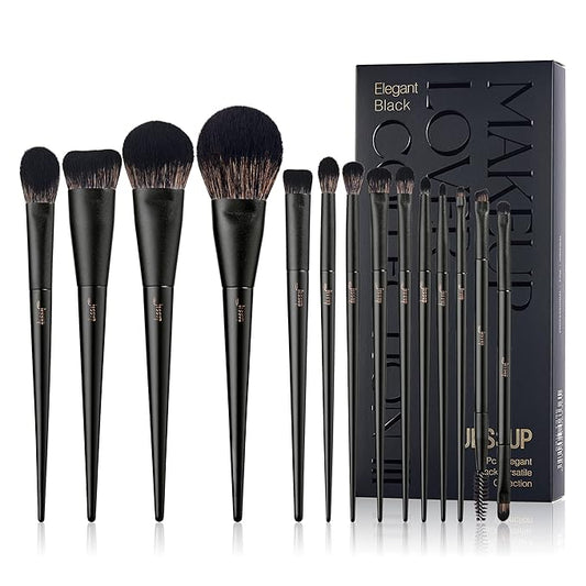 Makeup Brushes Set Jessup Make up Brushes 14Pcs Black Kabuki Foundation Eyeshadow Contour Concealer Powder Eyeliner Crease Eyebrow Blending Brush, T336-Velvo Beauty