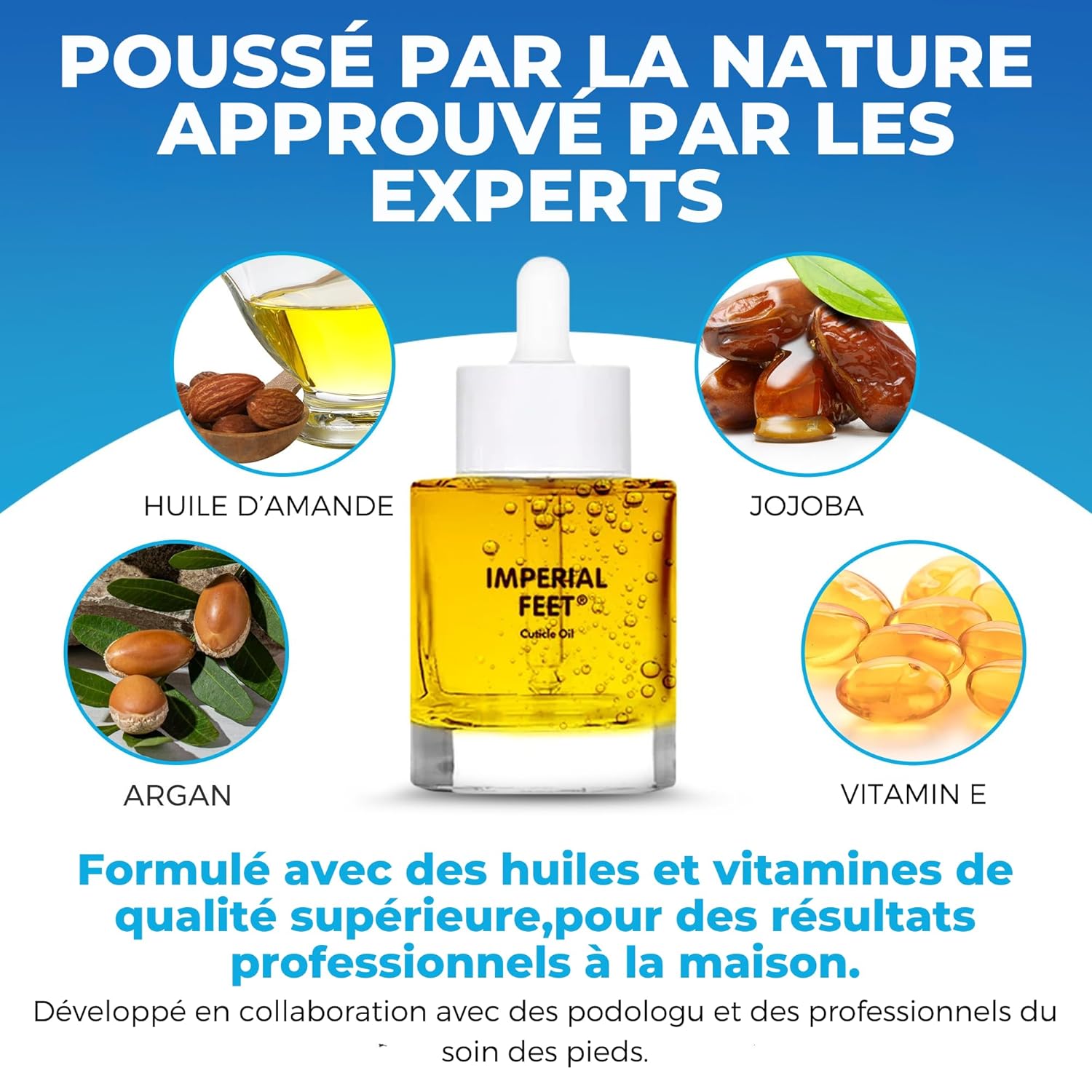 Imperial Feet Cuticle Oil for Nail Growth and Strength 30ml/1 FL Oz-Almond, Jojoba, Vitamin E Oil for Nails and Cuticles-Hydrates, Natural Nail Strengthener and Nourishes Dry Cuticles-Cuticle Softener-Velvo Beauty