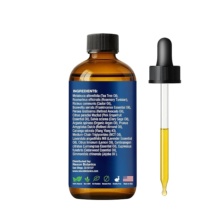 Tea Tree Rosemary Oil for Hair Growth 2 fl oz - Scalp Treatment with Castor, Frankincense & Avocado Oils - For Dry, Damaged Hair - Nexon Botanics-Velvo Beauty