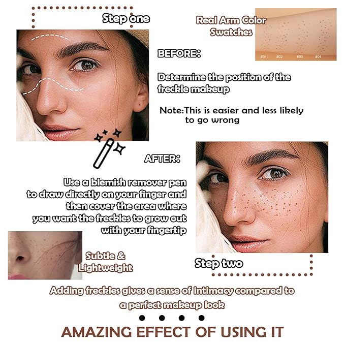 4 Colors Freckle Pen,Waterproof Freckle Makeup Pen,Lightweight Long Lasting Quick Dry Dot Spot Makeup Pen - Light Brown,Natural Coffee,Chestnut,Dark Brown-Velvo Beauty