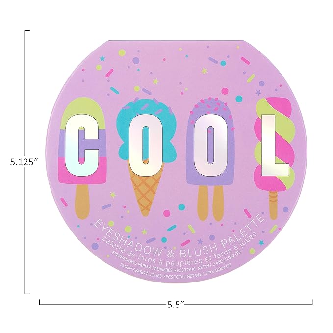 Expressions Cool Glisten & Glitter Makeup Palette 10 Color Eyeshadow Palette & Blush Makeup Novelty Beauty Set, Fold Out Compact with Mirror, Cute Makeup Kit Gifts - Washable, Non-Toxic-Velvo Beauty